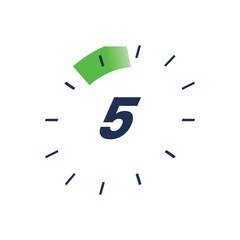 Countdown timer icon start 5, 10, 15, 20, 25, 30, 35, 40, 45, 50, 55 and 60. Numeric countdown elements for progress tracking, Time Tracking Illustration,Stopwatch Countdown Icons