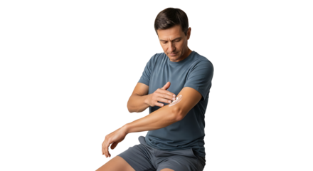 Man Applying Cream to Arm for Skincare or Treatment