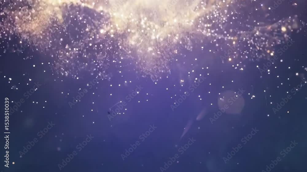Poster abstract purple background with sparkling particles and bokeh light effects creating a dreamy and ma
