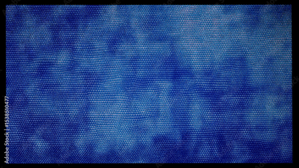 Poster close-up of the screen texture of an old vhs video tape file, with a blue color dot background and a