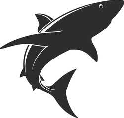 Fototapeta premium Silhouette of Shark in Swimming Pose Black Vector Illustration of Marine Predator 