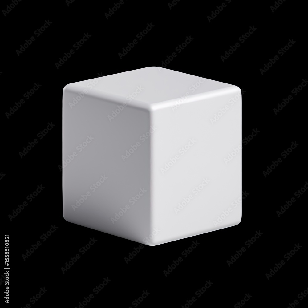 Poster simple white cube on black background for minimalist design projects