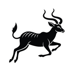 Kudu Antelope Leaping Across Plain