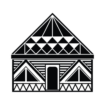 Ndebele House with Colorful Geometric Patterns