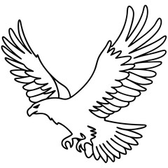 Obraz premium Eagle in Flight Line Art Design for Illustrations, Creative Projects, Educational Materials, and Mascot Branding 