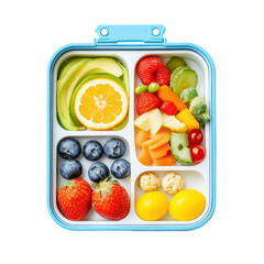 Colorful and Nutritious Lunchbox Filled with Fresh Fruits and Vegetables for a Healthy Snack on transparent background
