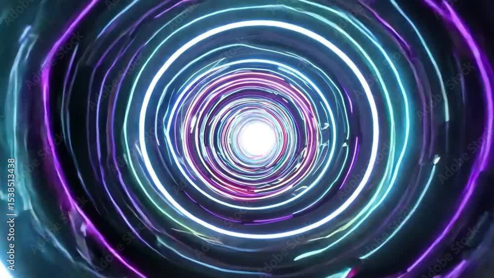 Poster vivid lights in a circular motion creating a mesmerizing illusion of depth and brightness in a color