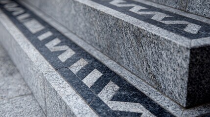 Granite Steps with Geometric Pattern, Close-up