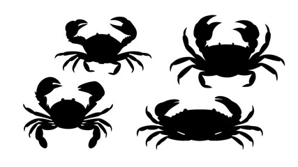 Set crab silhouette. Isolated crab on tranparent background
