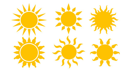 Sun icons vector isolated on tranparent background. Shine sun ray set. Sunshine vector sign.