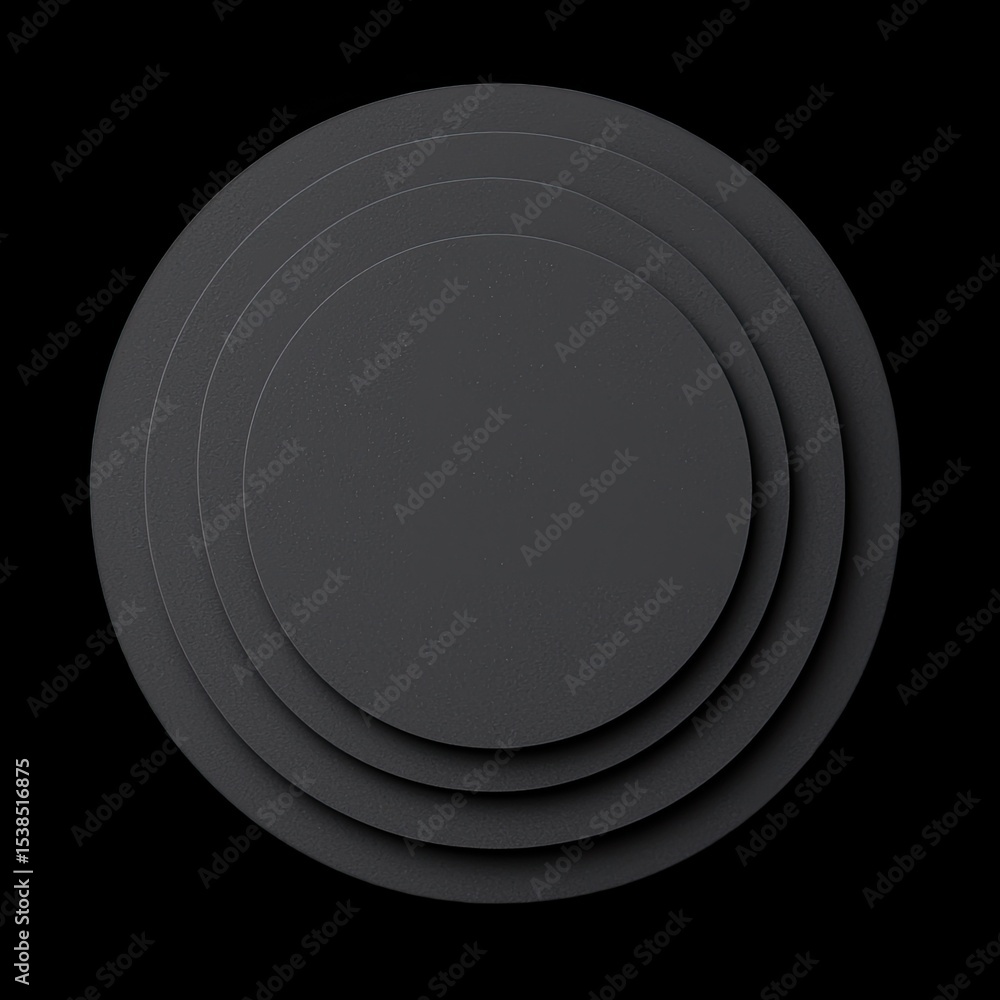 Aufkleber abstract black circles in layers on dark background for design use
