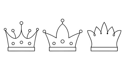 crowns line icons set of various shapes.