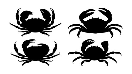 Set crab silhouette. Isolated crab on tranparent background