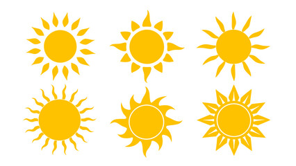 Sun icons vector isolated on tranparent background. Shine sun ray set. Sunshine vector sign.