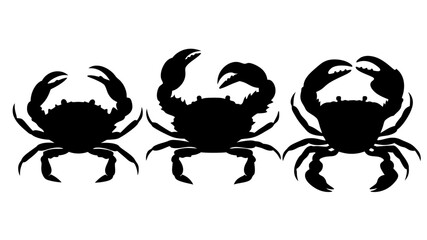 Set crab silhouette. Isolated crab on tranparent background