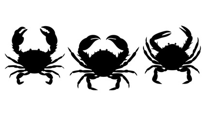 Set crab silhouette. Isolated crab on tranparent background