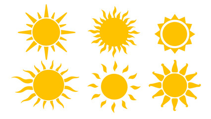 Sun icons vector isolated on tranparent background. Shine sun ray set. Sunshine vector sign.
