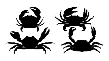 Set crab silhouette. Isolated crab on tranparent background
