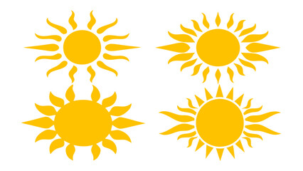 Sun icons vector isolated on tranparent background. Shine sun ray set. Sunshine vector sign.