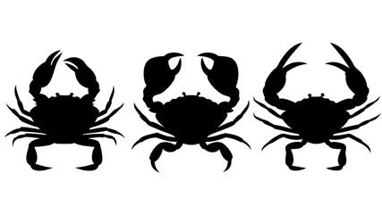Set crab silhouette. Isolated crab on tranparent background