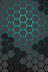 Futuristic Digital Grid with Neon Blue Highlights on Black Background.