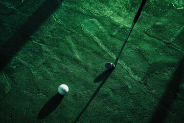 High Quality Image of High Angle View of Golf Ball and Iron on Driving Range