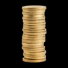 Stacked Gold Coins on Black Background for Financial Concepts