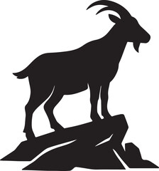 Fototapeta premium A silhouette illustration of a black and white goat on a white background, perfect for a farm animal vector design