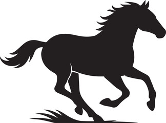 Running wild black horse silhouette vector illustration