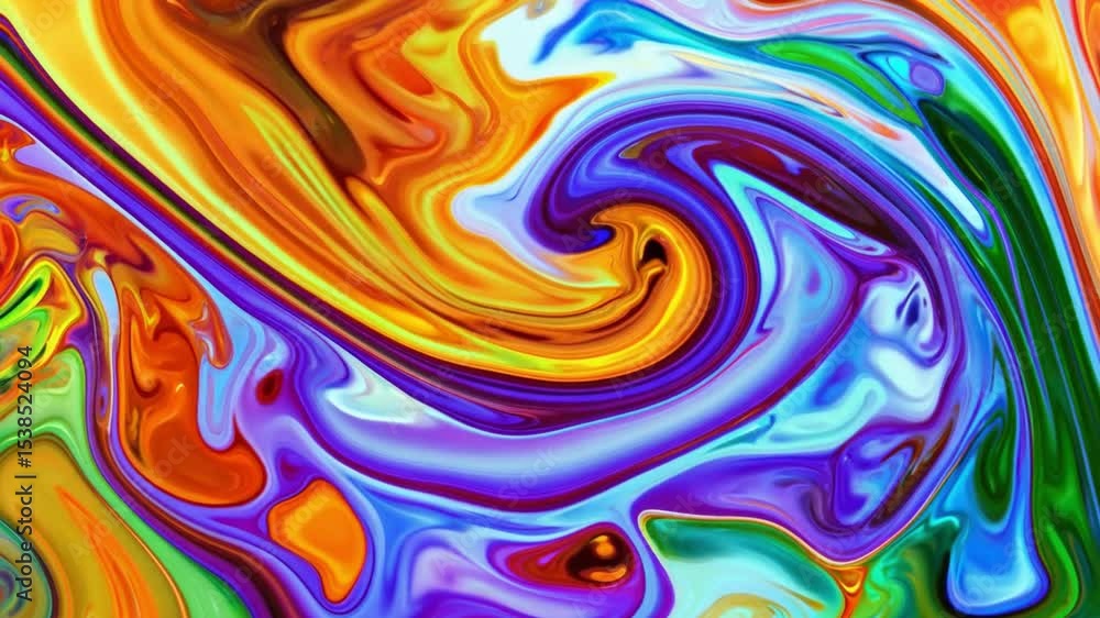 Poster vibrant abstract swirls of colorful fluid patterns in bold hues creating a dynamic visual experience