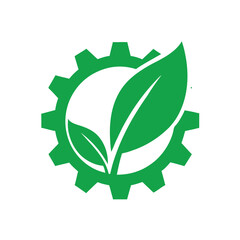 Green Gear Leaves Eco Friendly Nature Symbol Logo vector
