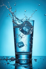 Ice Cubes Splashing in Glass. (1)