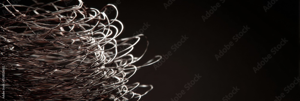 Poster Tangled Wire Mass Expands With Intricate Patterns Against a Shadowed Backdrop Conveying Depth and Texture