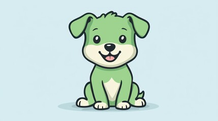 Cute cartoon dog sitting, cheerful expression, simple style,  background image