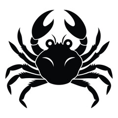 Bold crab silhouette showcases claws and segmented legs, portraying simple underwater life