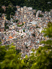 Aerial View Of Rocinha Favela In Rio De Janeiro: Dense Urban Landscape With Colorful Rooftops And...