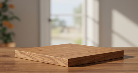Fototapeta premium Rustic Wooden Display Product Showcase Platform for Natural & Elegant Product Photography