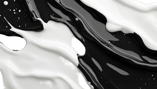Abstract black and white liquid swirls