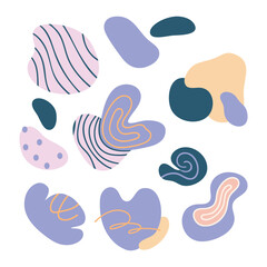 Naklejka premium Abstract Pastel Shape Set Minimal Organic Blob Clipart