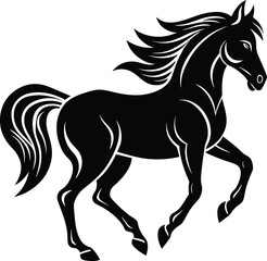 Side silhouette vector of majestic horse with minimal detail