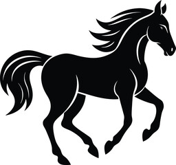 Elegant galloping horse silhouette in simple black vector