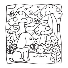 Dog Moments - Cute Puppy Life Coloring Pages | Fun Dog Activities | Dog coloring page | Line art vector illustration