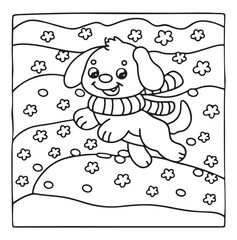 Obraz premium Dog Moments - Cute Puppy Life Coloring Pages | Fun Dog Activities | Dog coloring page | Line art vector illustration