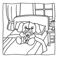 Dog Moments - Cute Puppy Life Coloring Pages | Fun Dog Activities | Dog coloring page | Line art vector illustration