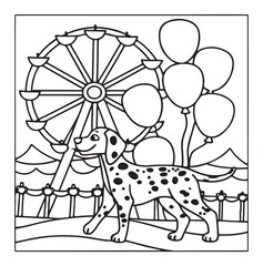 Dog Moments - Cute Puppy Life Coloring Pages | Fun Dog Activities | Dog coloring page | Line art vector illustration