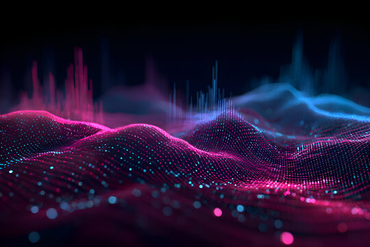 Abstract futuristic big data visualization forming a landscape - Powered by Adobe