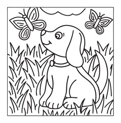 Dog Moments - Cute Puppy Life Coloring Pages | Fun Dog Activities | Dog coloring page | Line art vector illustration