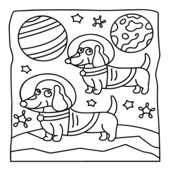 Dog Moments - Cute Puppy Life Coloring Pages | Fun Dog Activities | Dog coloring page | Line art vector illustration