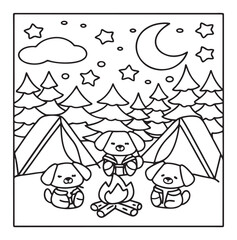 Dog Moments - Cute Puppy Life Coloring Pages | Fun Dog Activities | Dog coloring page | Line art vector illustration