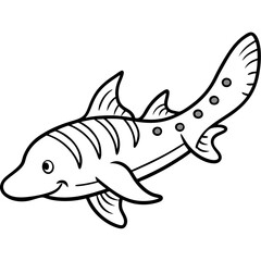Wobbegong Shark Minimalist Line Illustration